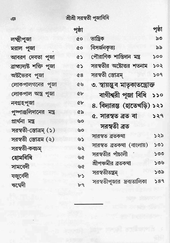 শ্রীশ্রী সরস্বতী পূজাবিধি Shri Shri Saraswati Pujabidhi