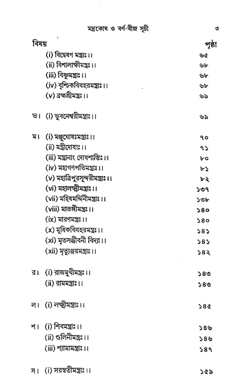 মন্ত্রকোষ ও বর্ণ বীজ সূচী Mantrakos o barn bija suci