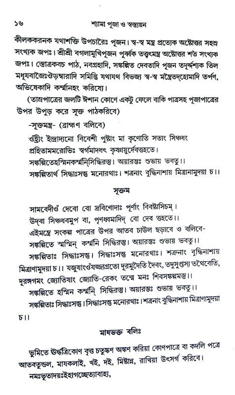 শ্যামা পূজা ও স্বস্ত্যয়ন Shyama Puja o sbastyayan