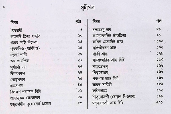 যজুর্ব্বেদীয় শ্রাদ্ধকাণ্ড পদ্ধতি Yajurvediya Shraddhakanda Paddhati