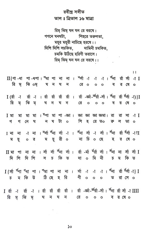 শ্রেষ্ঠ রাগ প্রধান গানের স্বরলিপি Srestha Rag Pradhan Ganer Sbaralipi